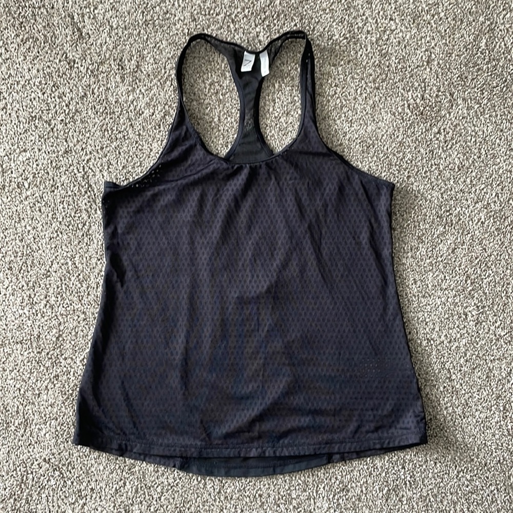 Zella Black Sheer Polka Dot Racer Back Tank